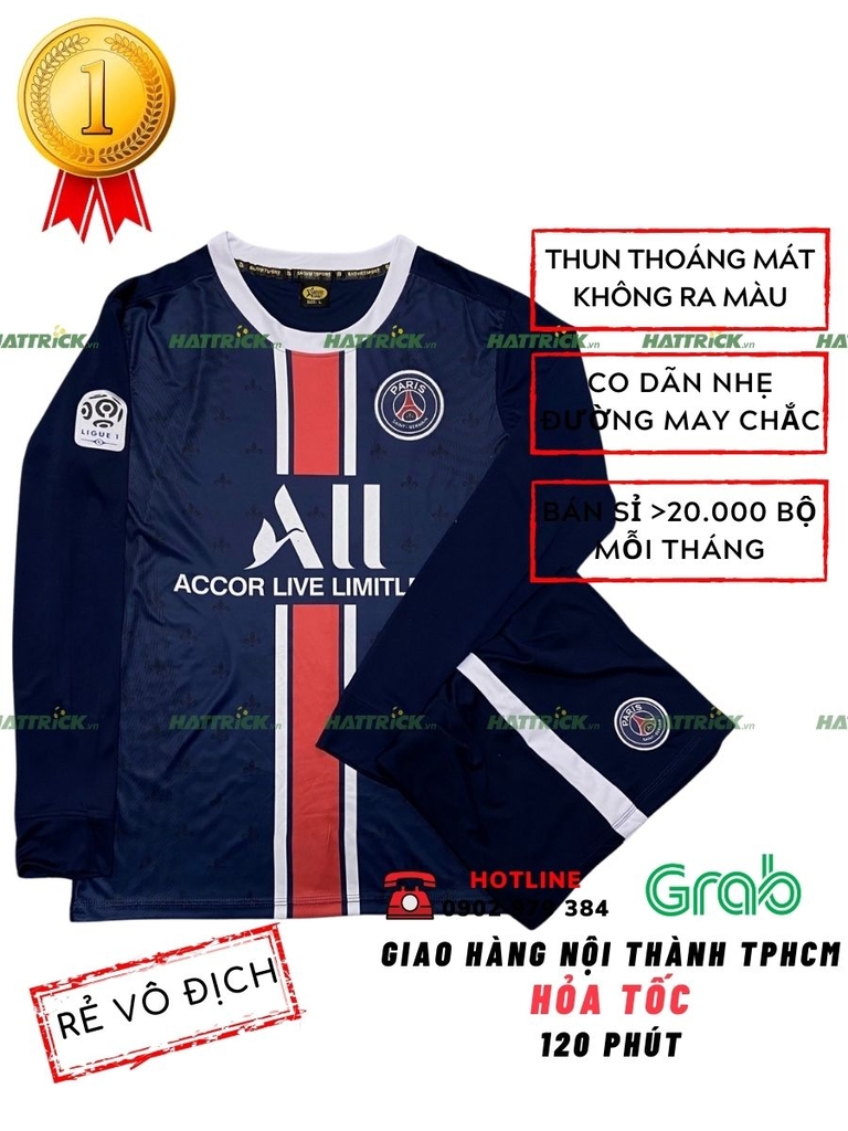Áo Bóng Đá Tay Dài PSG 2021 - 2022 Xanh Đen