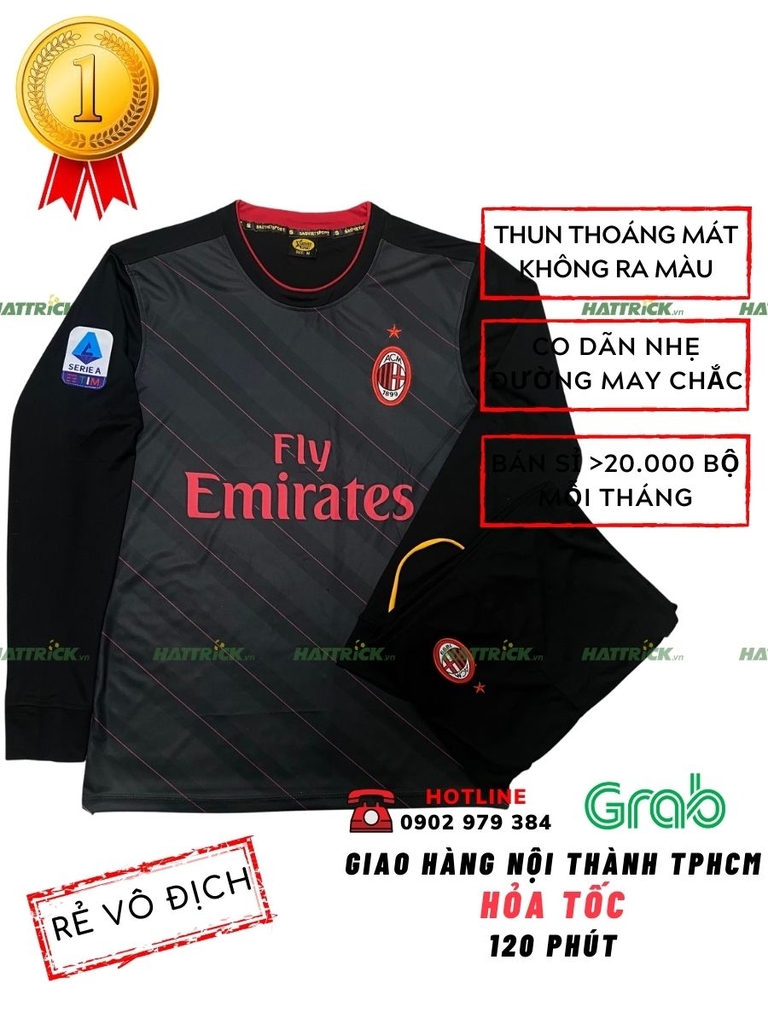 Áo Đá Banh Tay Dài AC Milan 2021/22 - Đen