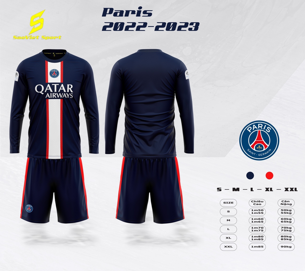 Áo PSG Tay Dài 2022/23 Xanh Đen