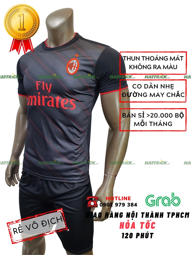 Áo Bóng Đá AC Milan 2021 - 2022 Đen