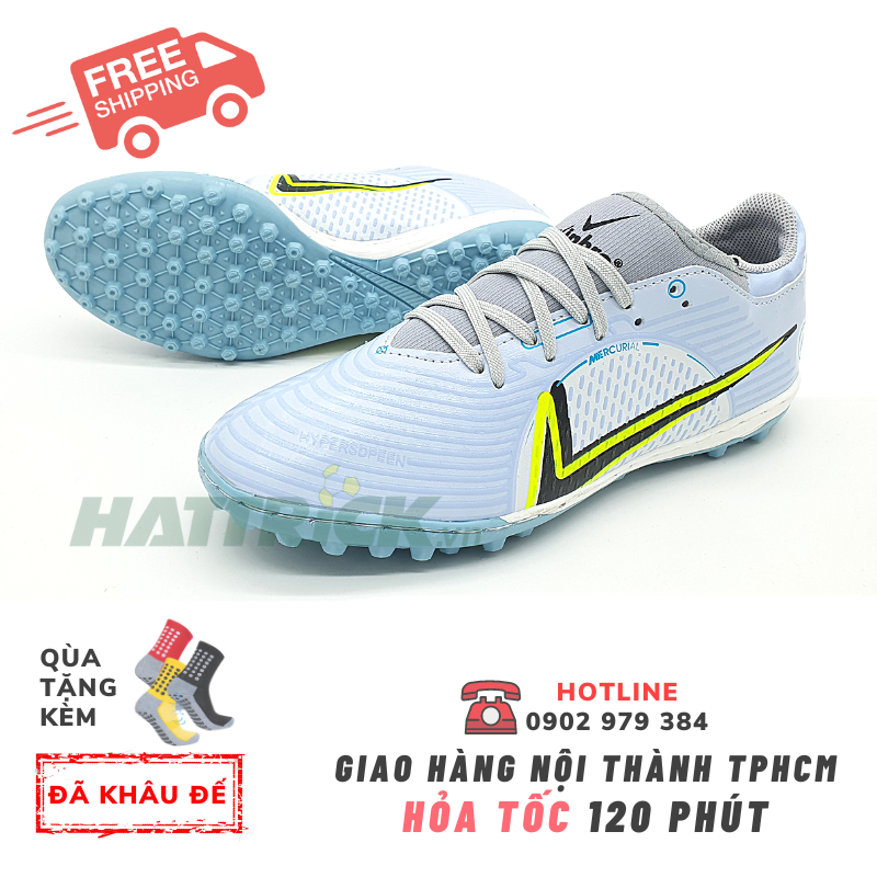 GIÀY ĐÁ BANH Mercurial cổ thun đế TF - Xám
