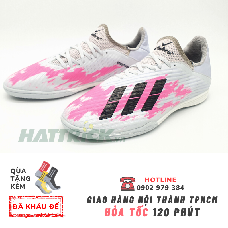 Giày Futsal đế IC cổ thun X 19.1 - Xám hồng