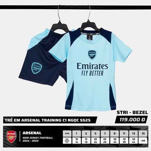 Quần áo bóng đá trẻ em Strivend Arsenal Training C1 2025
