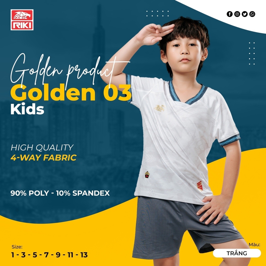 Quần áo bóng đá trẻ em Riki Golden 3