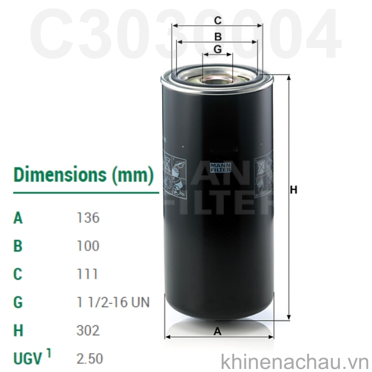 C3030004 Lọc dầu máy nén khí Kyungwon