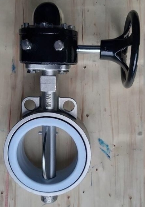 Van bướm inox 304 tay gạt kiểu wafer lót gioăng Teflon Wonil