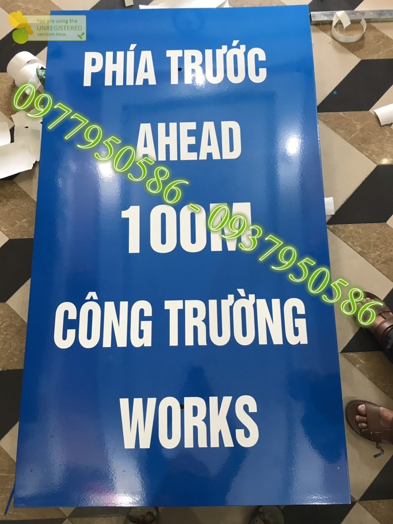 Biển báo phía 500m trước công trường, sản xuất biển chuyên nghiệp