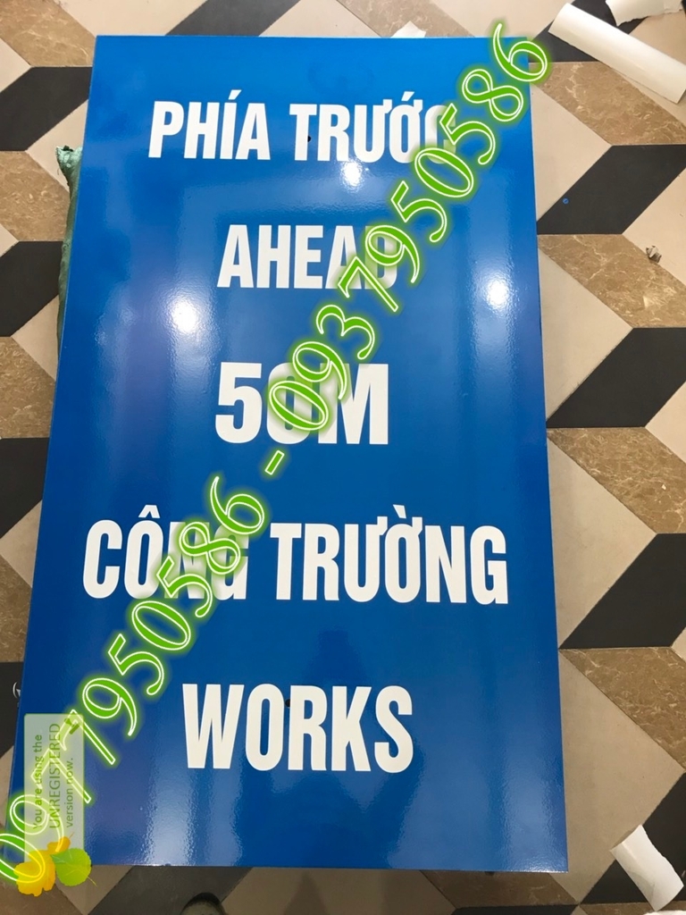 Biển báo phía 500m trước công trường, sản xuất biển chuyên nghiệp