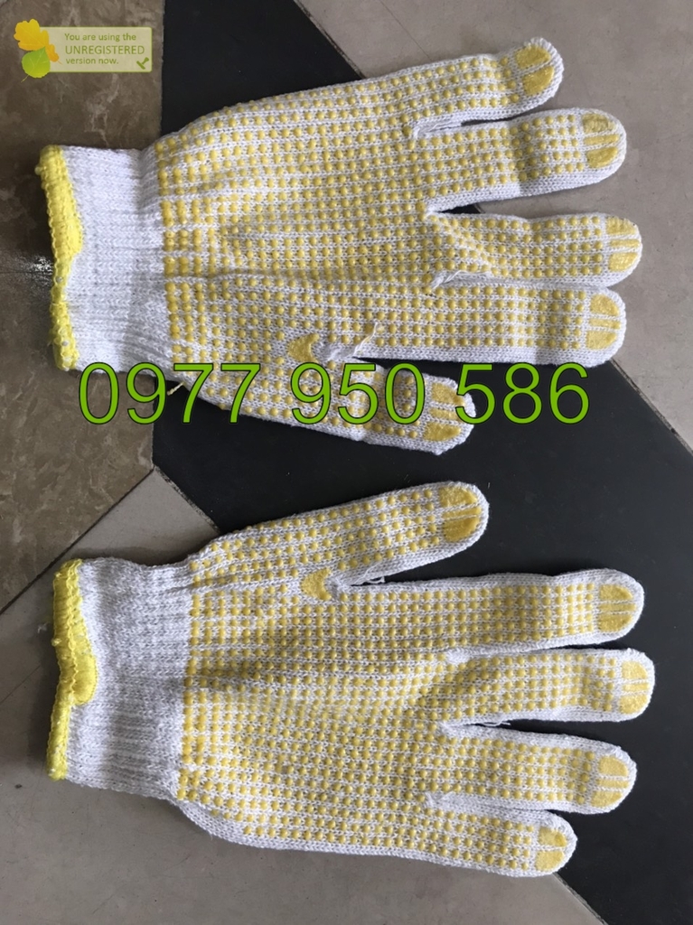 Găng tay sợi phủ hạt nhựa chống trơn giá rẻ