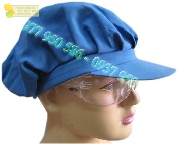 Mũ lưỡi trai chụp tóc nữ màu xanh công nhân chất liệu vải kaki giá rẻ