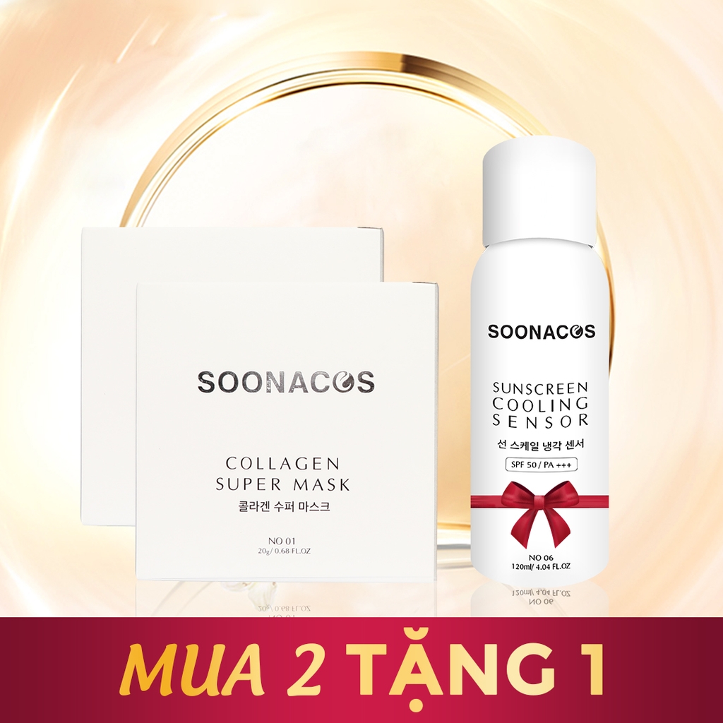 COMBO MẶT NẠ COLLAGEN SUPER MASK TẶNG XỊT CHỐNG NẮNG SUNSCREEN COOLING SENSOR