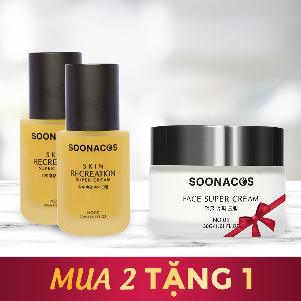 COMBO SERUM TÁI TẠO SKIN RECREATION SUPPER CREAM TẶNG KEM NỀN FACE SUPER CREAM 5 IN 1
