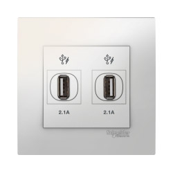Bộ ổ cắm sạc USB 2.1A đôi Vivace màu trắng Schneider (KB32USB_WE_G19)