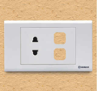 Ổ cắm đơn 2 chấu 16A với 2 lỗ (S18UXX) Sino