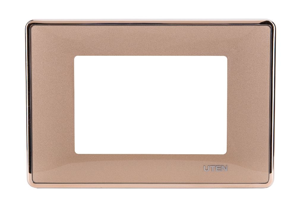 Mặt nhựa 3 thiết bị ánh vàng viền trơn/hoa văn Uten (Q120-D-PM3/Q120-C-PM3)