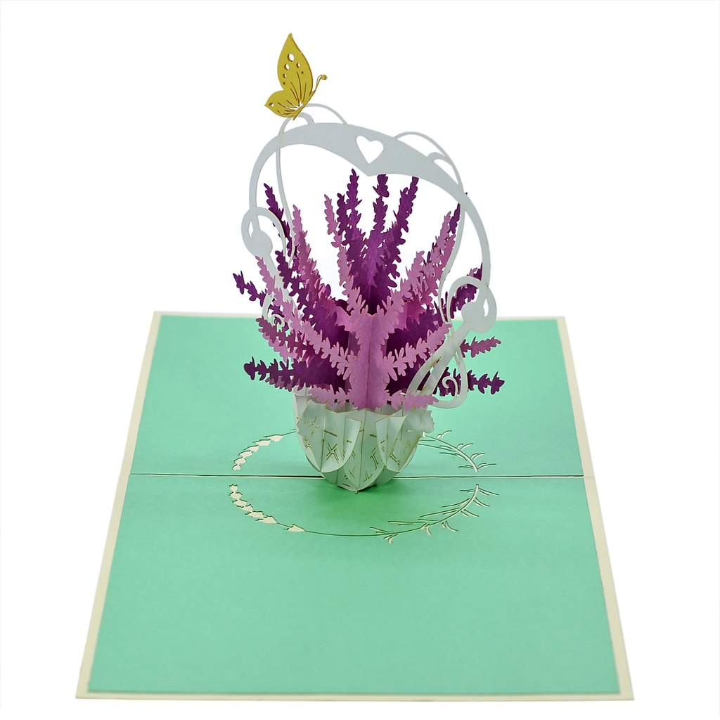 Thiệp nổi 3D pop-up hoa lavender