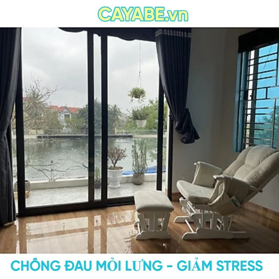 Ghế lắc thư giãn cho mẹ bầu và người lớn FINLEY 3 chức năng cực êm có chỉnh độ ngả lưng, có khóa GL003 - Khung đen nệm xám (mã 84)