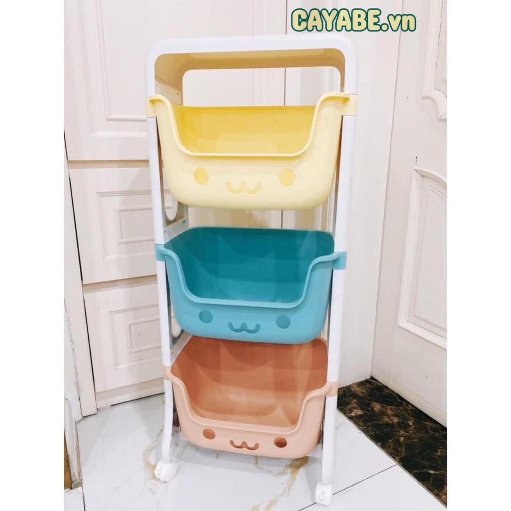 KỆ NHỰA 3 TẦNG HÌNH GẤU CAYABE 3 MÀU PASTEL ĐỰNG ĐỒ CHƠI, BỈM SỮA, SÁCH VỞ ĐA NĂNG