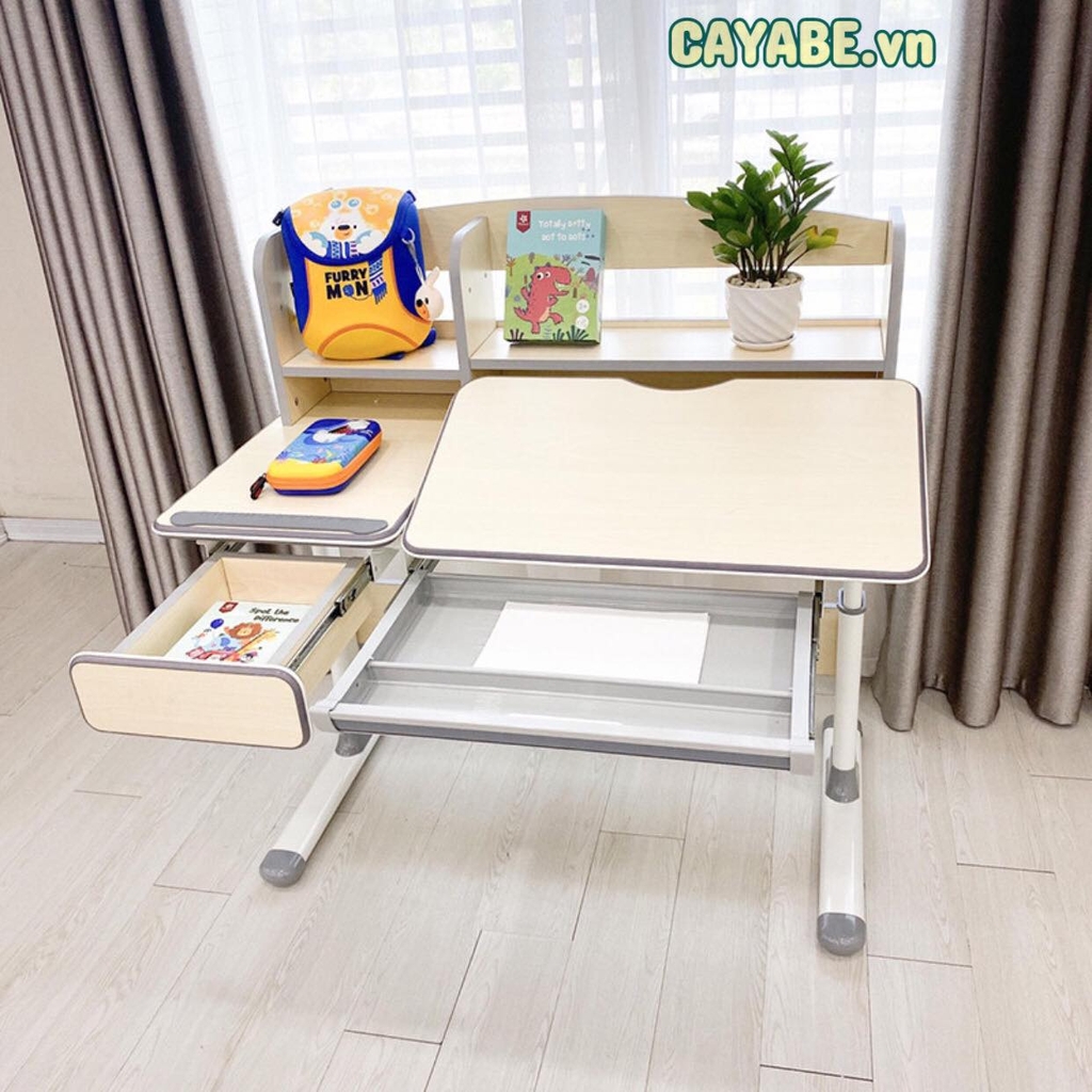 Bàn học chống gù chống cận CAYABE Luxury màu xám cho bé (dài 110 cm)