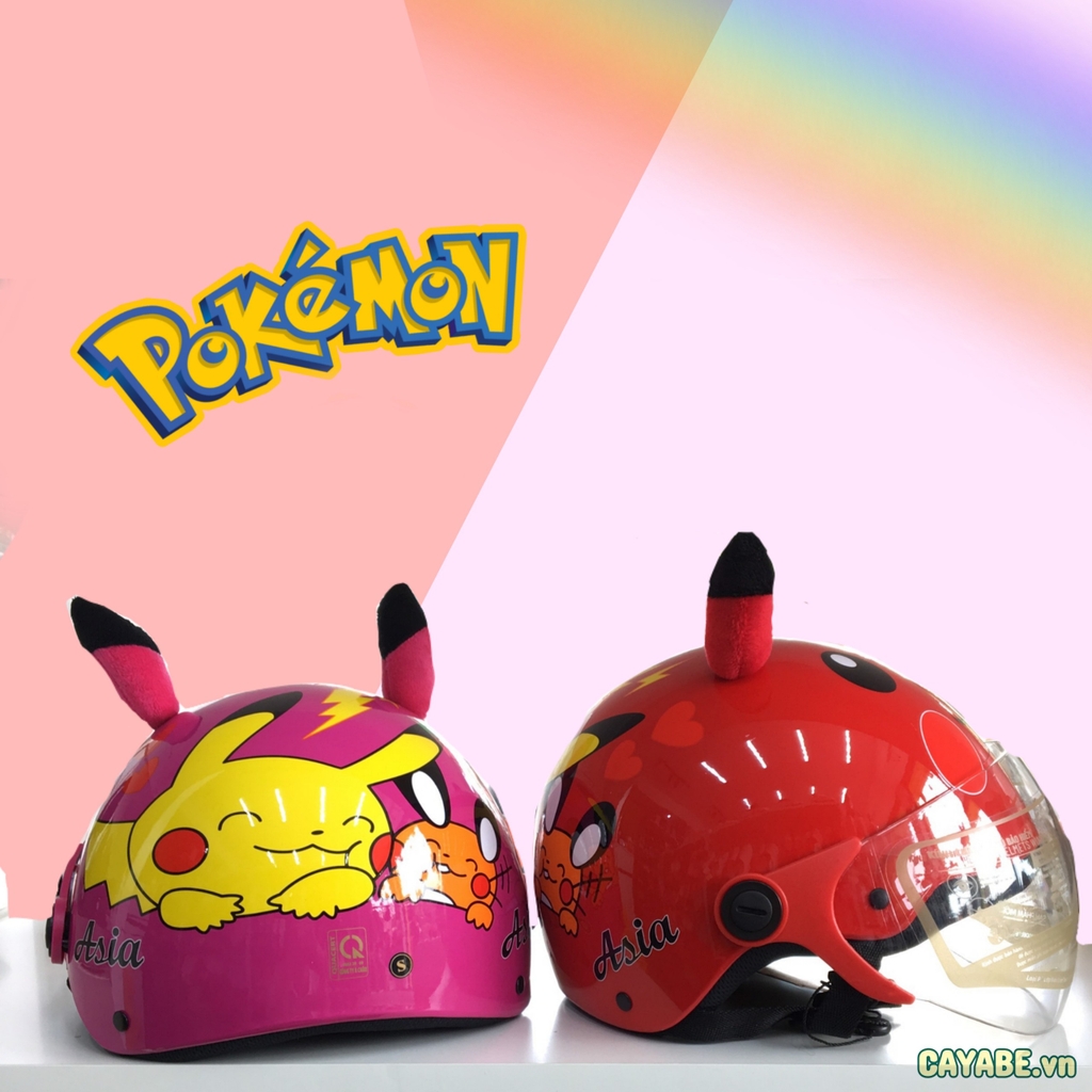 Mũ nón bảo hiểm trẻ em đi xe máy sừng Pikachu MT103KS - Asia Helmets