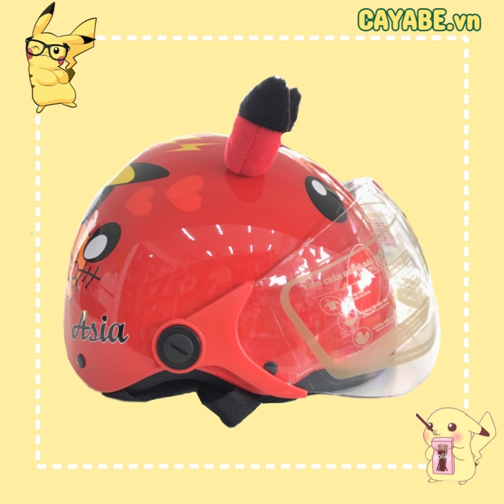 Mũ nón bảo hiểm trẻ em đi xe máy sừng Pikachu MT103KS - Asia Helmets