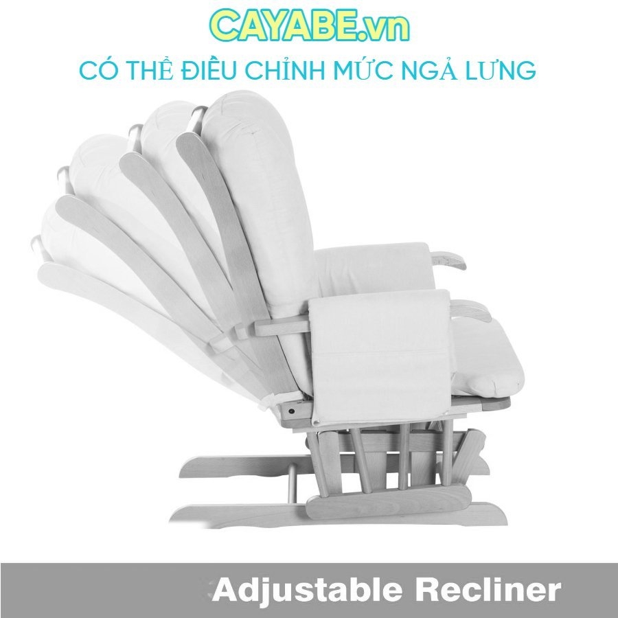 Ghế lắc thư giãn cho mẹ bầu và người lớn FINLEY 3 chức năng cực êm có chỉnh độ ngả lưng, có khóa GL003 - Khung trắng nệm xám (58B)