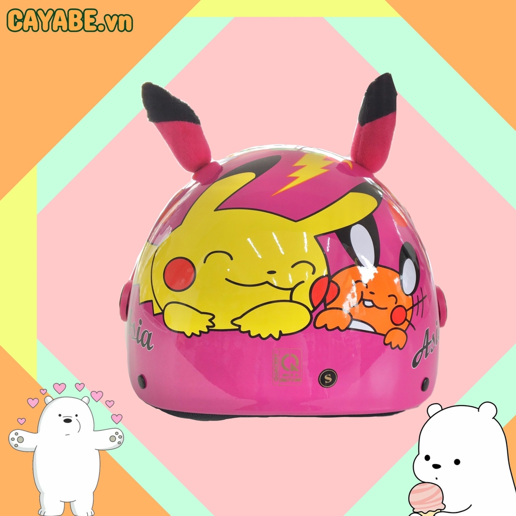 Mũ nón bảo hiểm trẻ em đi xe máy sừng Pikachu MT103KS - Asia Helmets