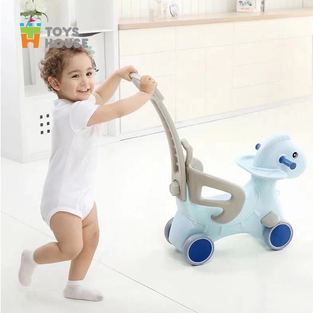 Ngựa bập bênh đa năng kiêm xe chòi chân và xe đẩy CAYABE Toys House màu xanh dương