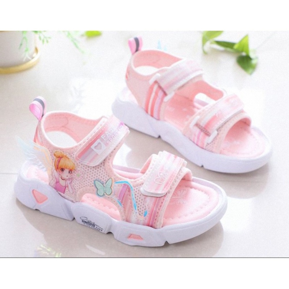 Giày sandal bé gái công chúa hồng nhạt có cánh