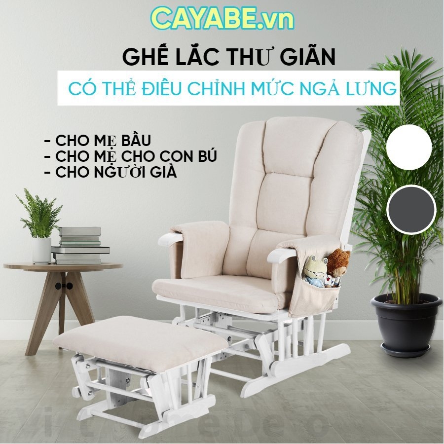 Ghế lắc thư giãn cho mẹ bầu và người lớn FINLEY 3 chức năng cực êm có chỉnh độ ngả lưng, có khóa GL003 - Khung đen nệm xám (mã 84)