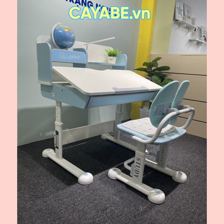 Bộ bàn ghế chống gù, chống cận học sinh CAYABE CB-005 dài 90cm màu xanh