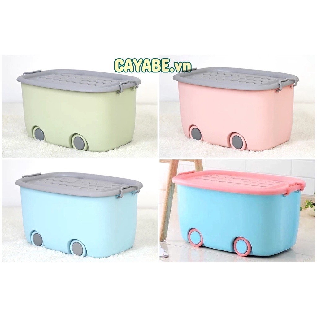 Thùng đựng đồ chơi, quần áo hình xe ô tô CAYABE cho bé có bánh xe (size lớn L 58 x 39 x 31 cm)