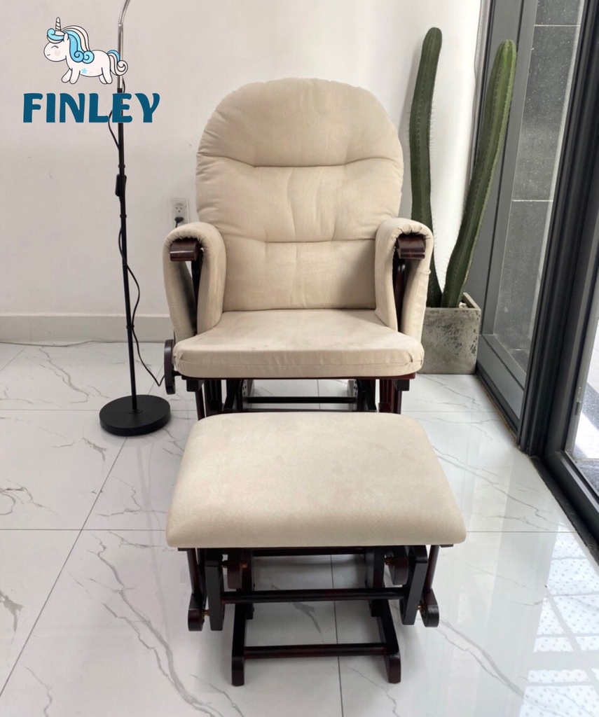 Ghế lắc thư giãn cho mẹ bầu và người lớn FINLEY 3 chức năng cực êm có chỉnh độ ngả lưng, có khóa GL003 - Khung trắng nệm xám (58B)