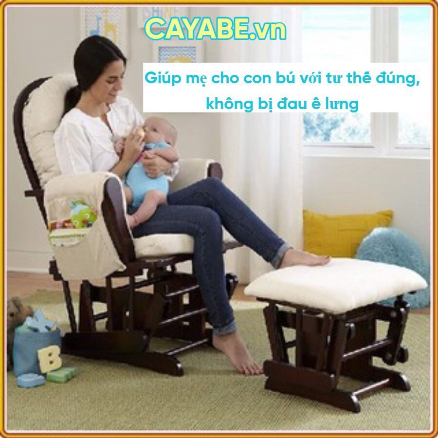 Ghế lắc thư giãn CAYABE cực êm có gác chân cho mẹ bầu và người lớn màu trắng be