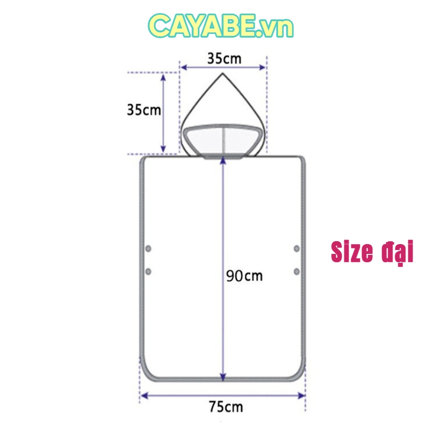 [SIZE LỚN]: Khăn tắm choàng cho bé CAYABE đi bơi, đi biển có mũ trùm đầu ngựa Pony / Unicorn màu hồng nhạt (tặng túi rút tiện lợi) - 75x125 cm