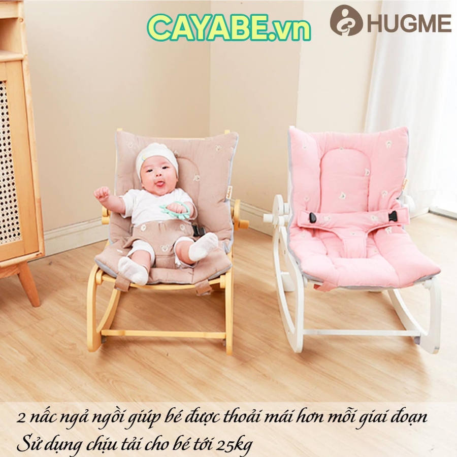 Ghế bập bênh gỗ HUGME gấu nâu Brown Hàn Quốc cho bé thư giãn, ru bé dễ ngủ