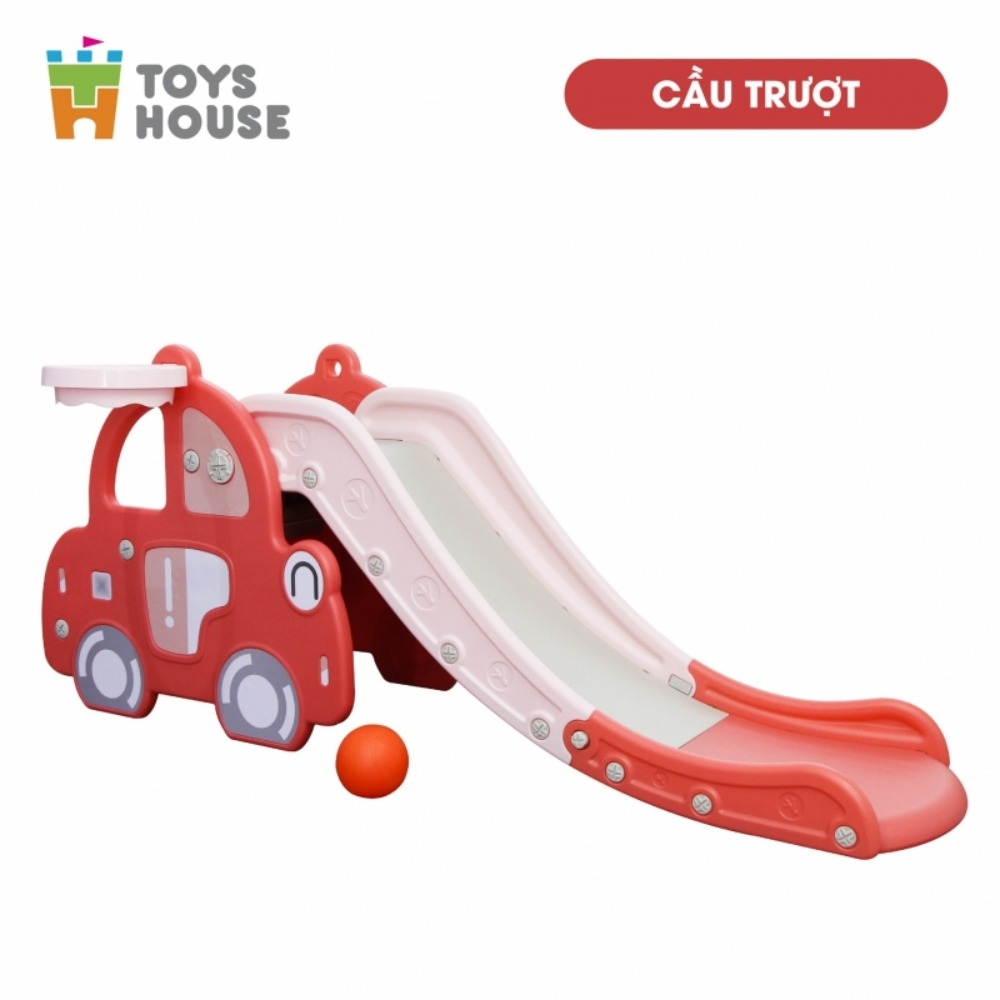 Cầu trượt kèm khung bóng rổ hình ô tô Toys House WM21B061-P màu hồng