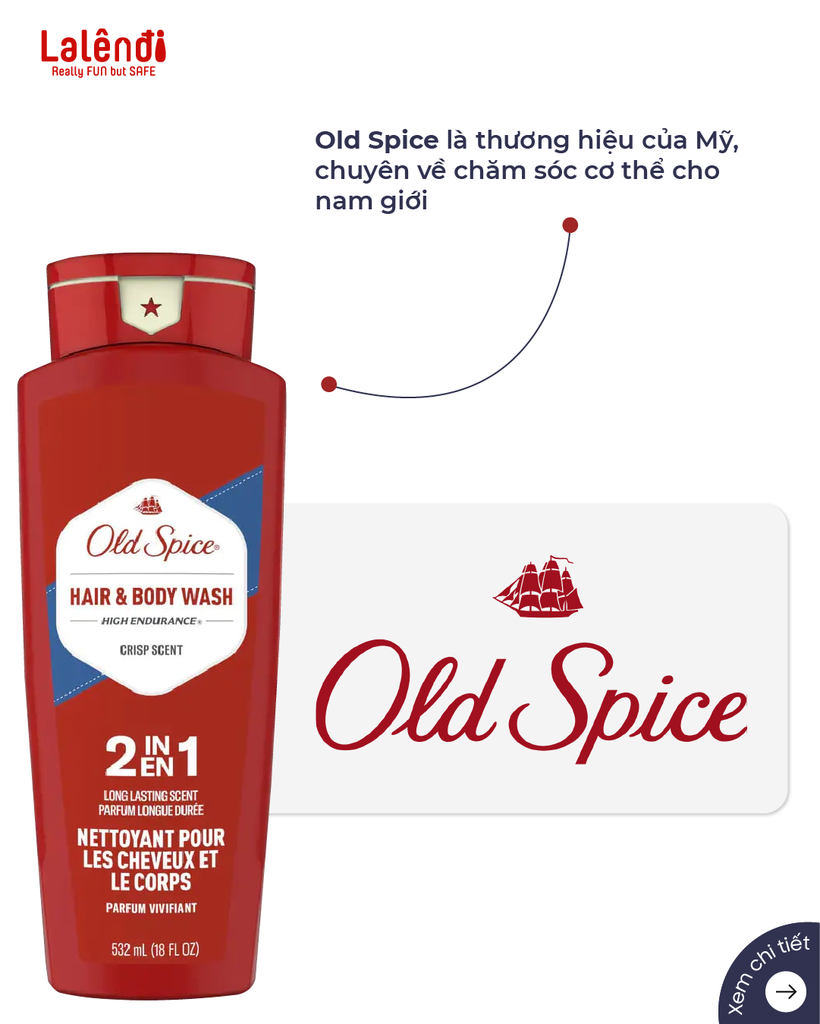 Dầu Tắm Gội Old Spice 2in1 Crisp Scent