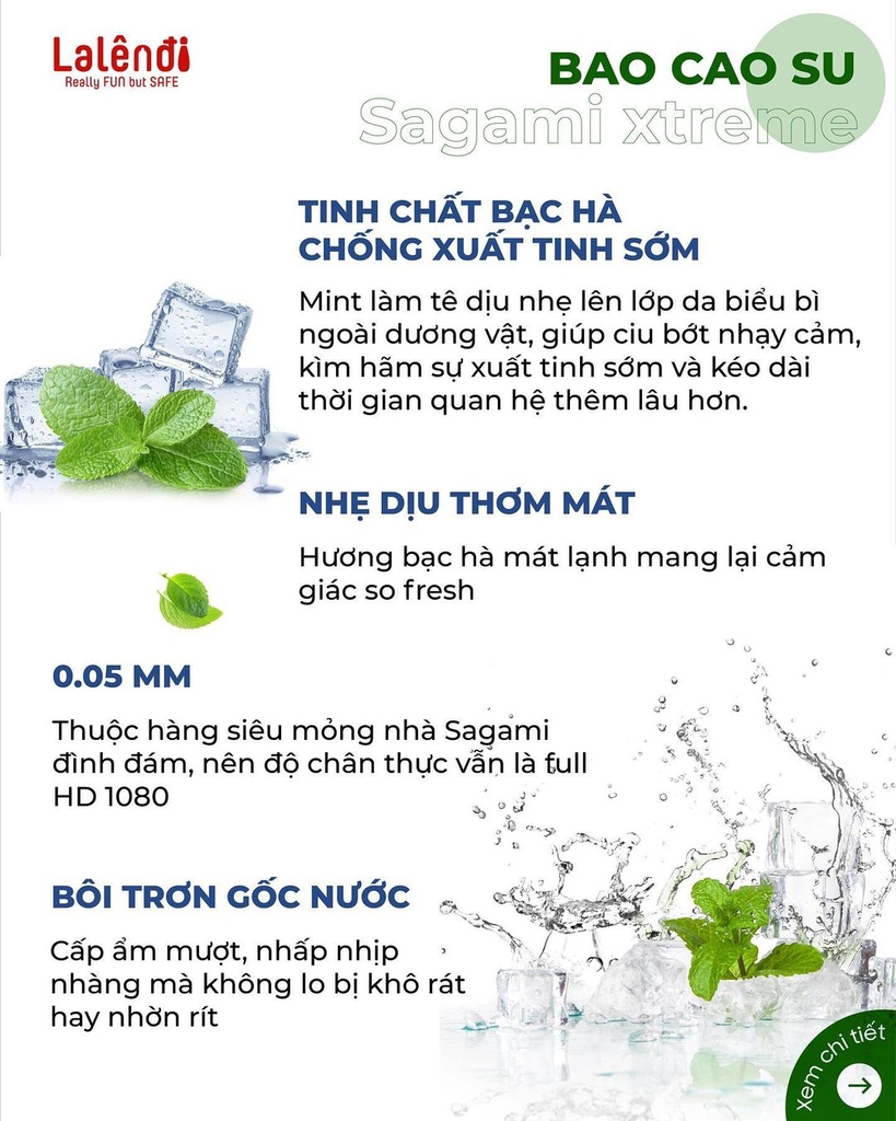 Sagami Bạc hà Xtreme Sprear Mint (10c) - Nhập khẩu chính hãng