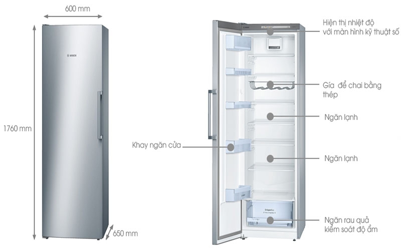 Tủ Lạnh Đơn BOSCH KSV36VI30|Serie 4