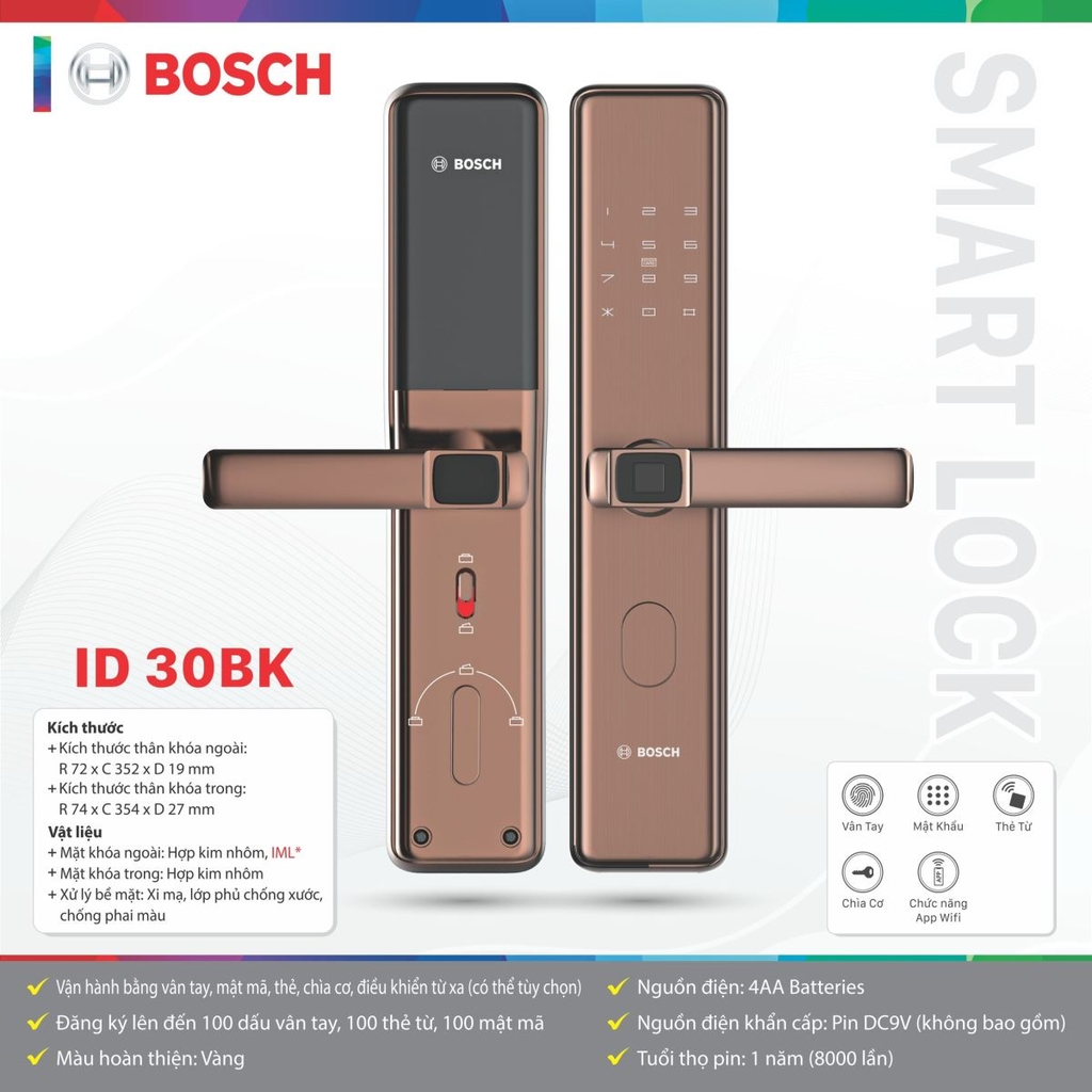 Khóa Cửa Vân Tay BOSCH ID 30BK