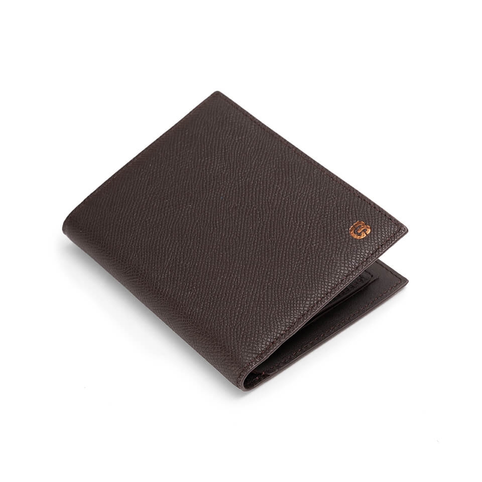 Ví nam đứng da bò Epsom màu nâu C13