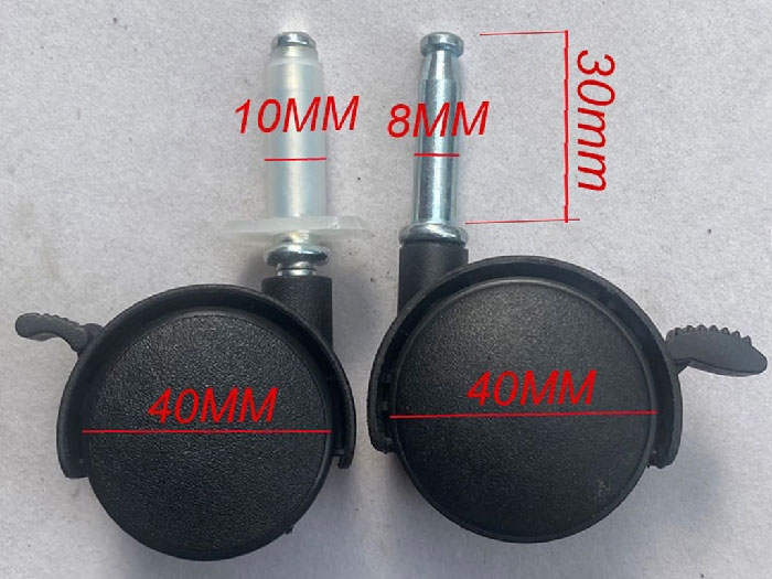 bánh xe kệ nhựa 8mm + nút = 10mm