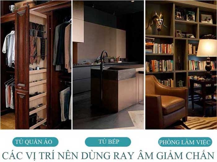 phụ kiện ray âm giảm chấn hiện nay được sử dụng cho nhiều vật dụng trong nhà