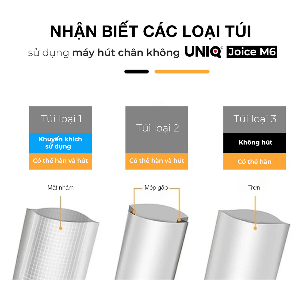 Máy Hút Chân Không UNIQ Joice M6 Hàn Không Kén Túi Bảo Quản Thực Phẩm An Toàn, Tặng Kèm 10 Túi Nhám