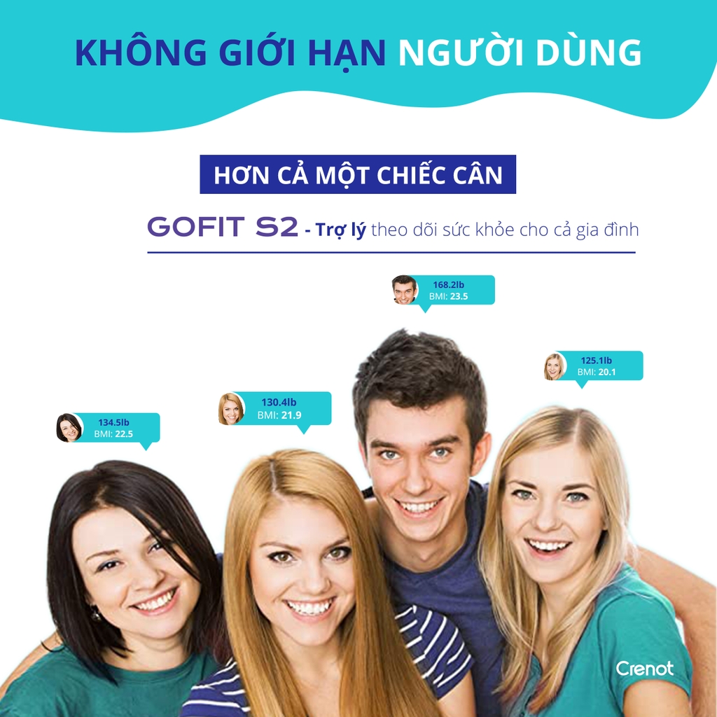 Cân Sức Khoẻ Điện Tử Thông Minh CRENOT Gofit S2 Đo Phân Tích 15 Chỉ Số Cơ Thể