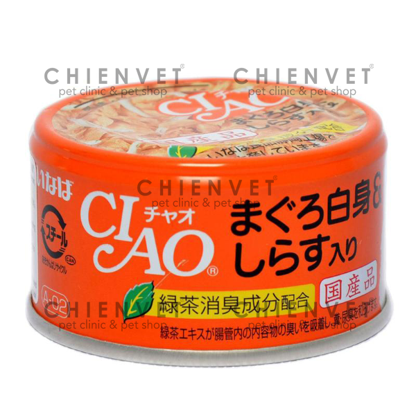 Thức ăn cho mèo CIAO lon cá ngừ và cá cơm A-02