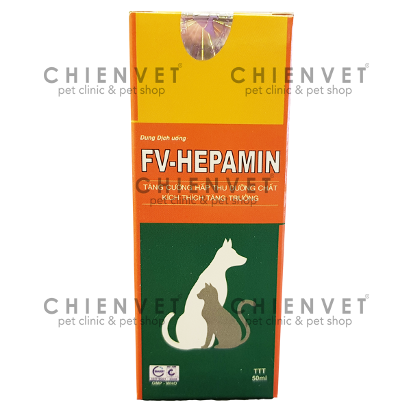 FV Hepamin 50ml - tăng cường hấp thu, giải độc gan cho chó mèo