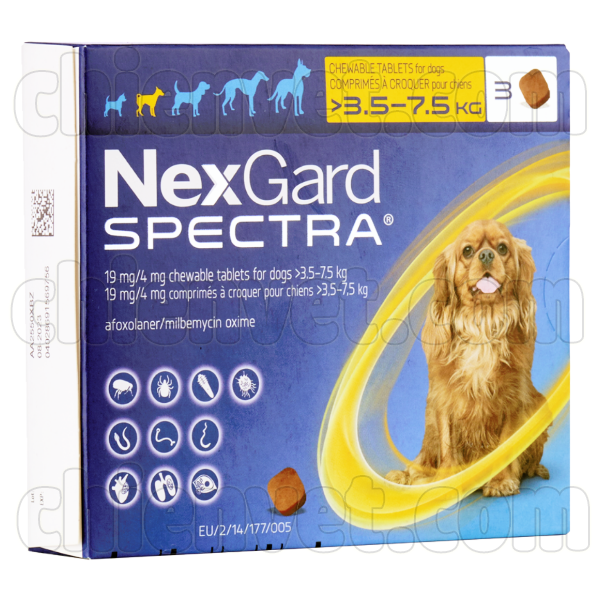 NexGard Spectra 1g - Viên nhai trị nội ngoại kí sinh trùng cho chó từ >3.5 đến 7.5kg