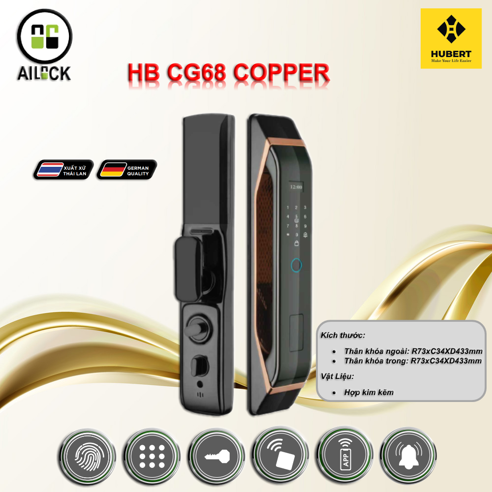 Khóa Điện Tử HUBERT HB CG68 COPPER